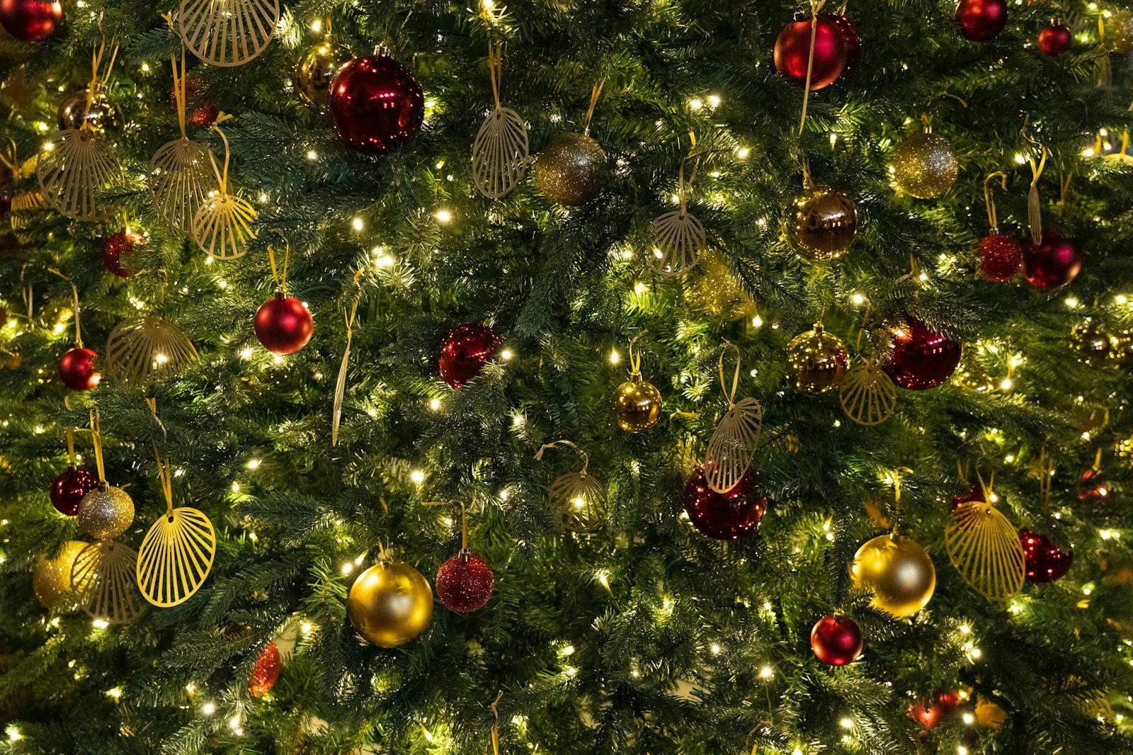 A Christmas Tree With Many Ornaments On It jigsaw puzzle preview