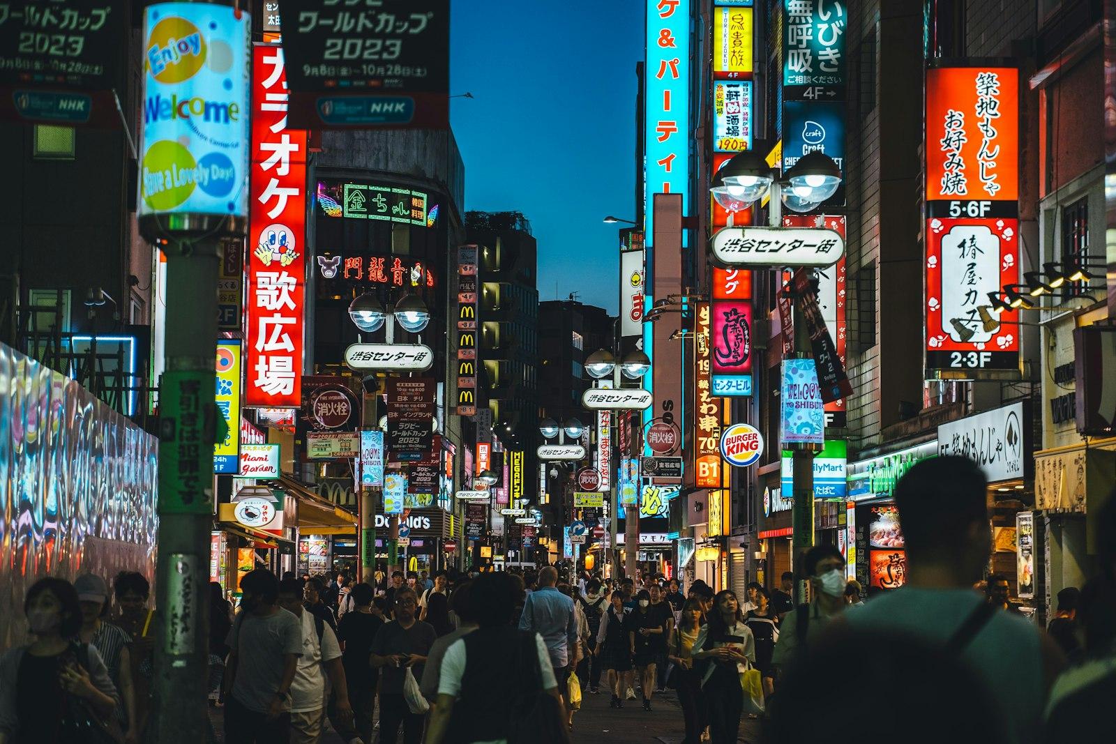 A City Street Filled With Lots Of Neon Signs jigsaw puzzle preview