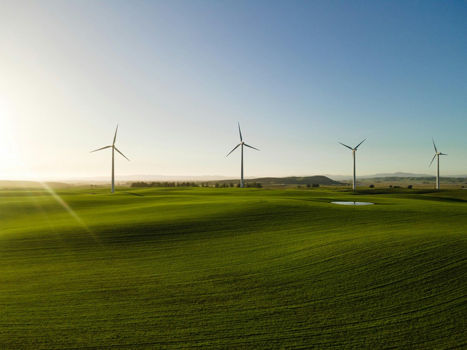A Group Of Wind Turbines In A Green Field jigsaw puzzle preview