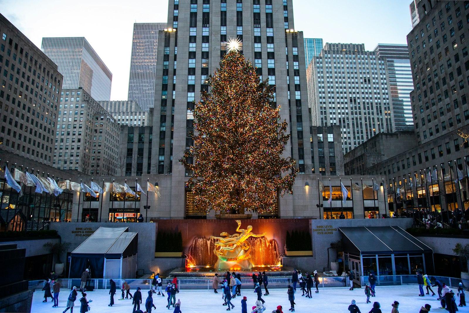A Large Christmas Tree In A City Square jigsaw puzzle preview