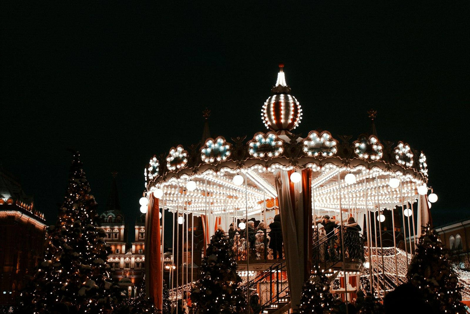 A Merry Go Round Lit Up At Night jigsaw puzzle preview