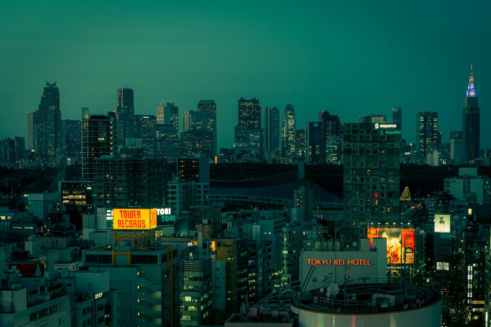 A View Of A City At Night From The Top Of A Buildi jigsaw puzzle preview