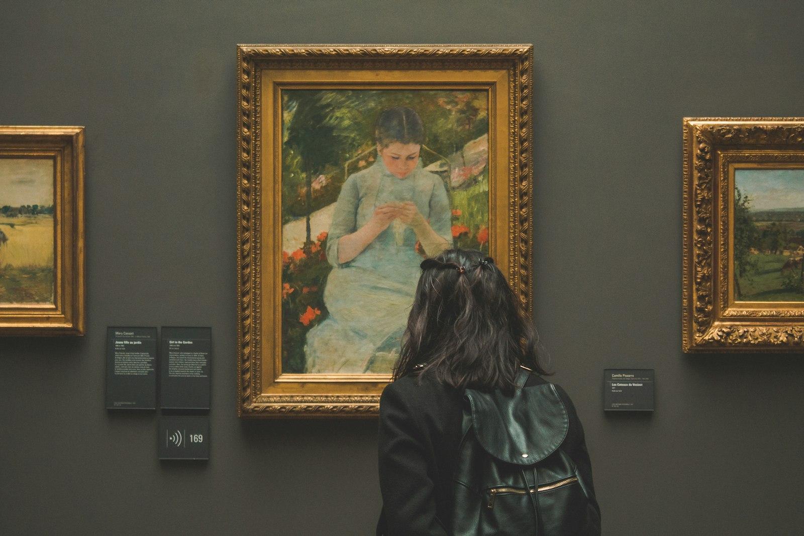 A Woman Looking At A Painting In A Museum jigsaw puzzle preview