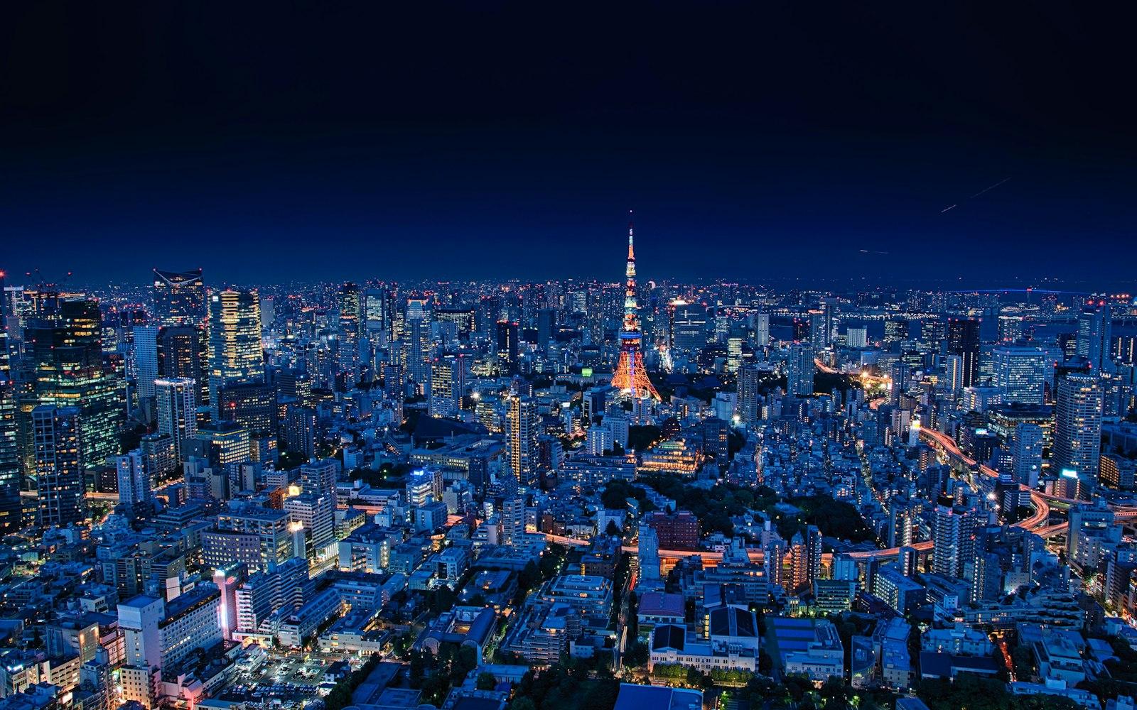 Aerial View Of City Buildings During Night jigsaw puzzle preview