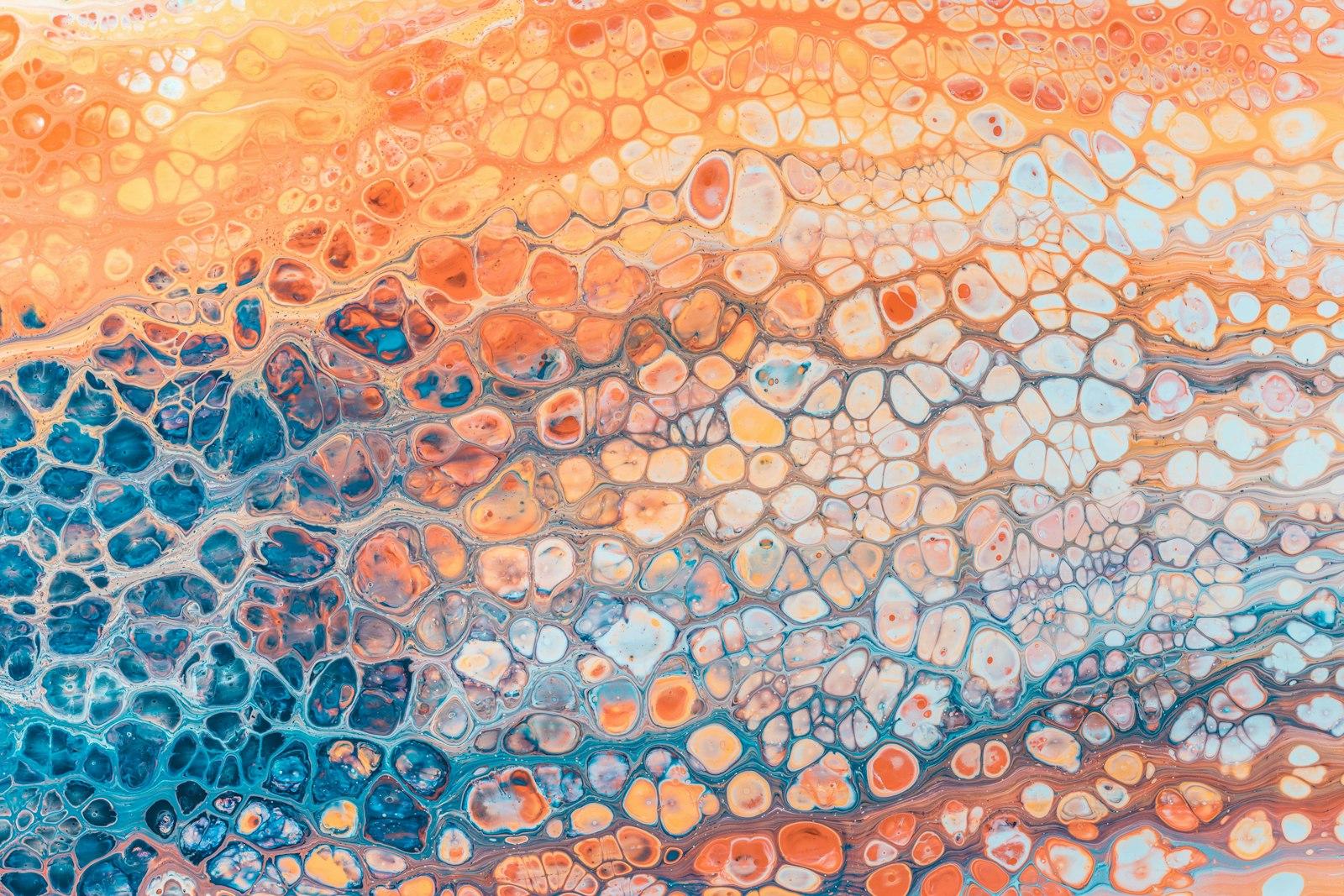 An Abstract Painting With Blue, Orange And Yellow jigsaw puzzle preview