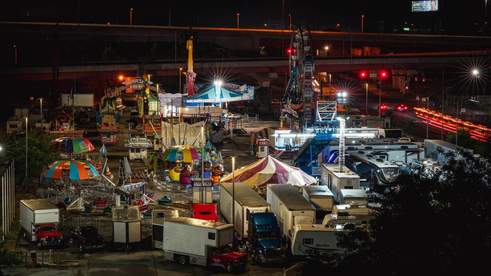 An Aerial View Of A Carnival At Night jigsaw puzzle preview