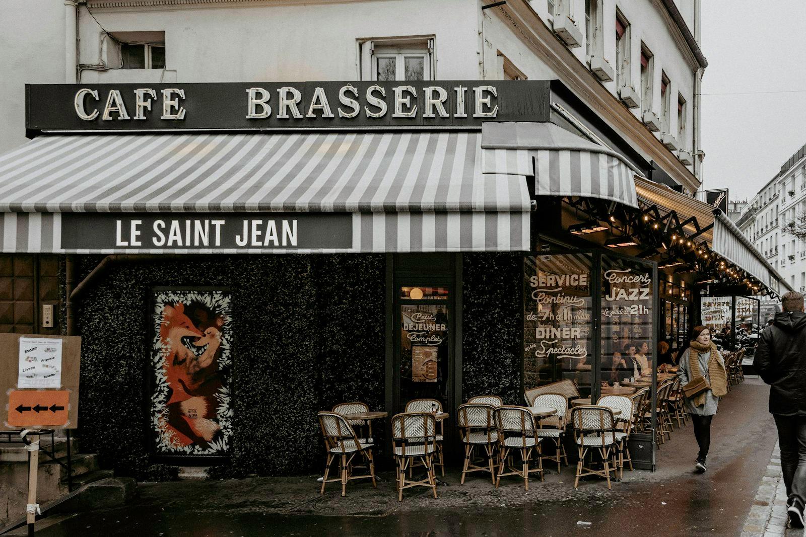 Black And White Restaurant With Chairs And Tables jigsaw puzzle preview