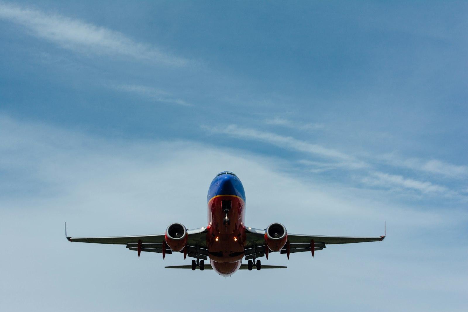 Blue And Red Airplane On Sky jigsaw puzzle preview