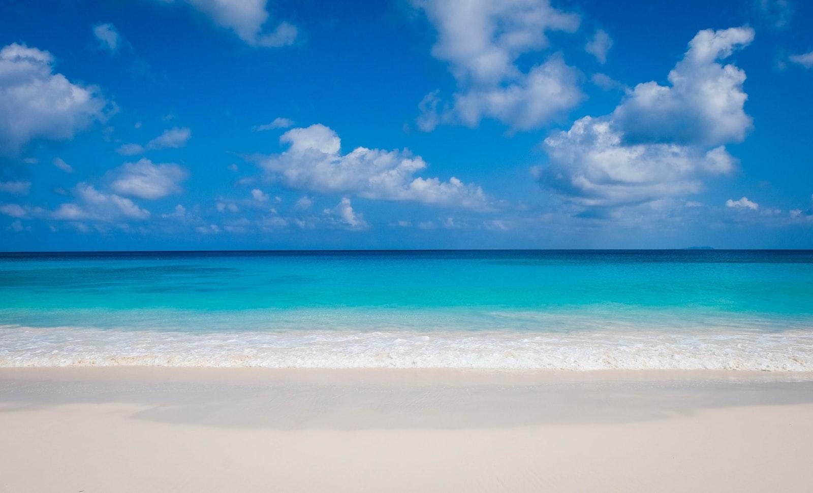 Blue Sea Under Blue Sky And White Clouds During Da jigsaw puzzle preview