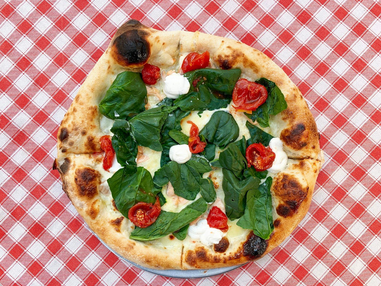Delicious Italian Pizza With Spinach, Cherry Tomat jigsaw puzzle preview