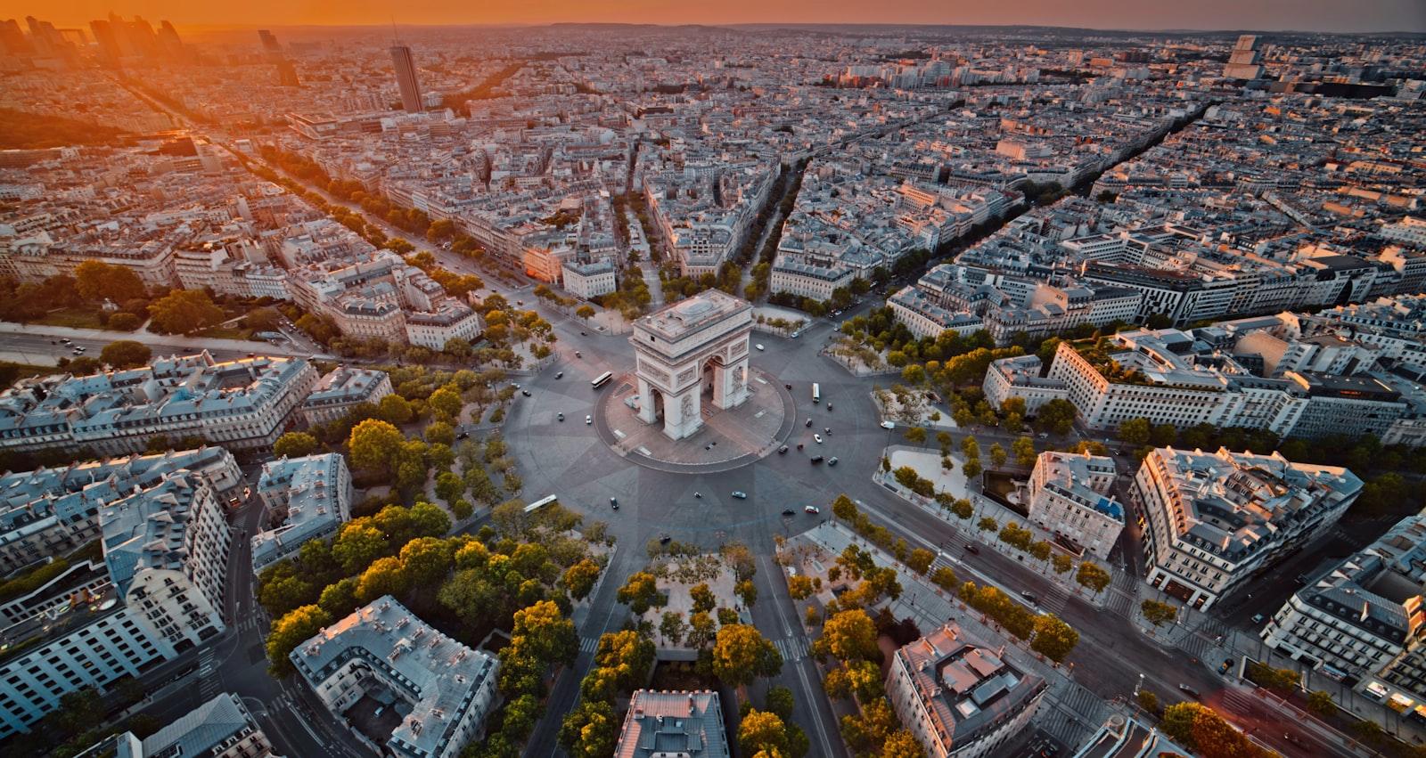 Drone Aerial Shot Of Triumphal Arch, Paris, France jigsaw puzzle preview