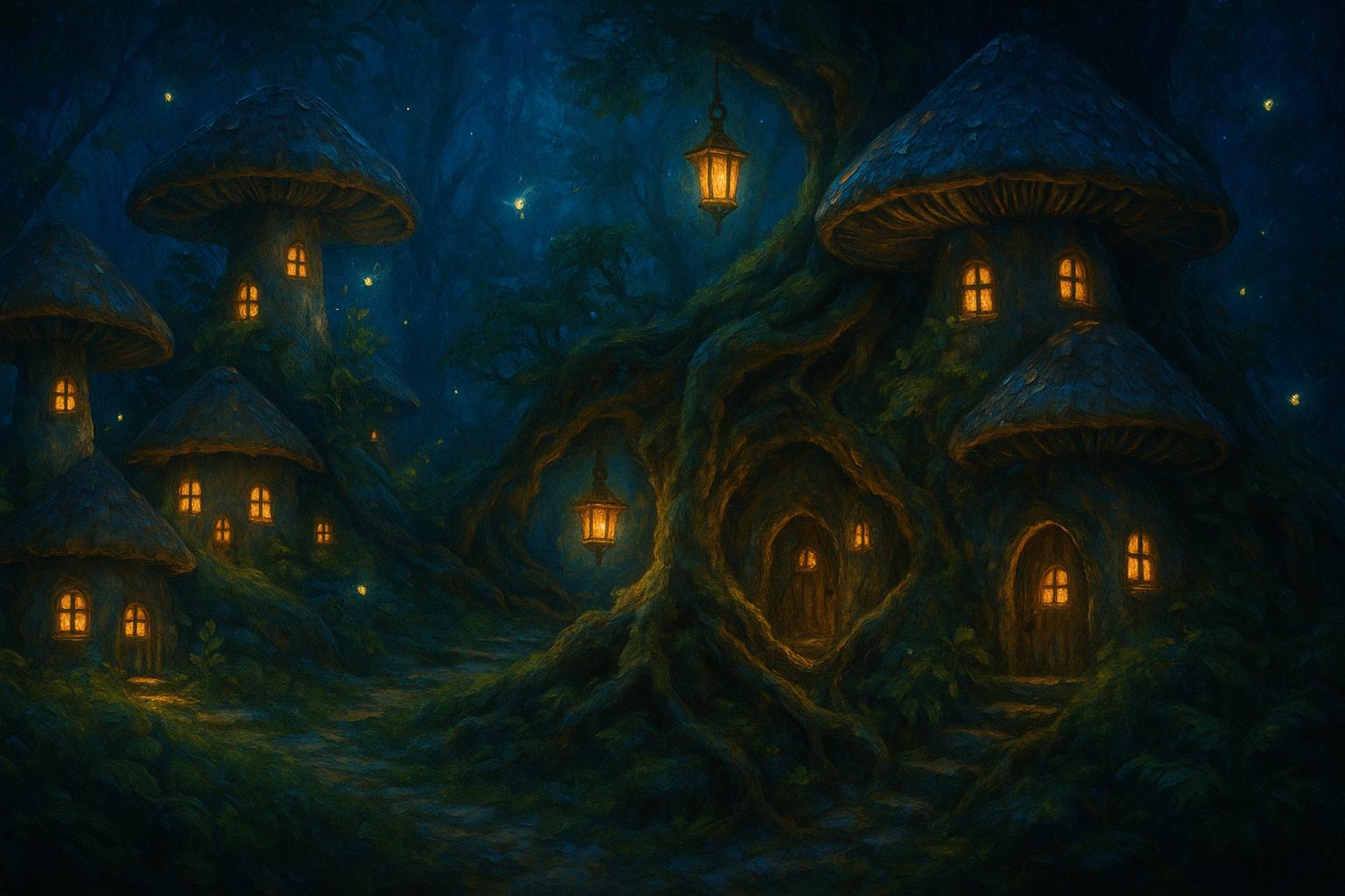 Fairy Village at Night jigsaw puzzle preview