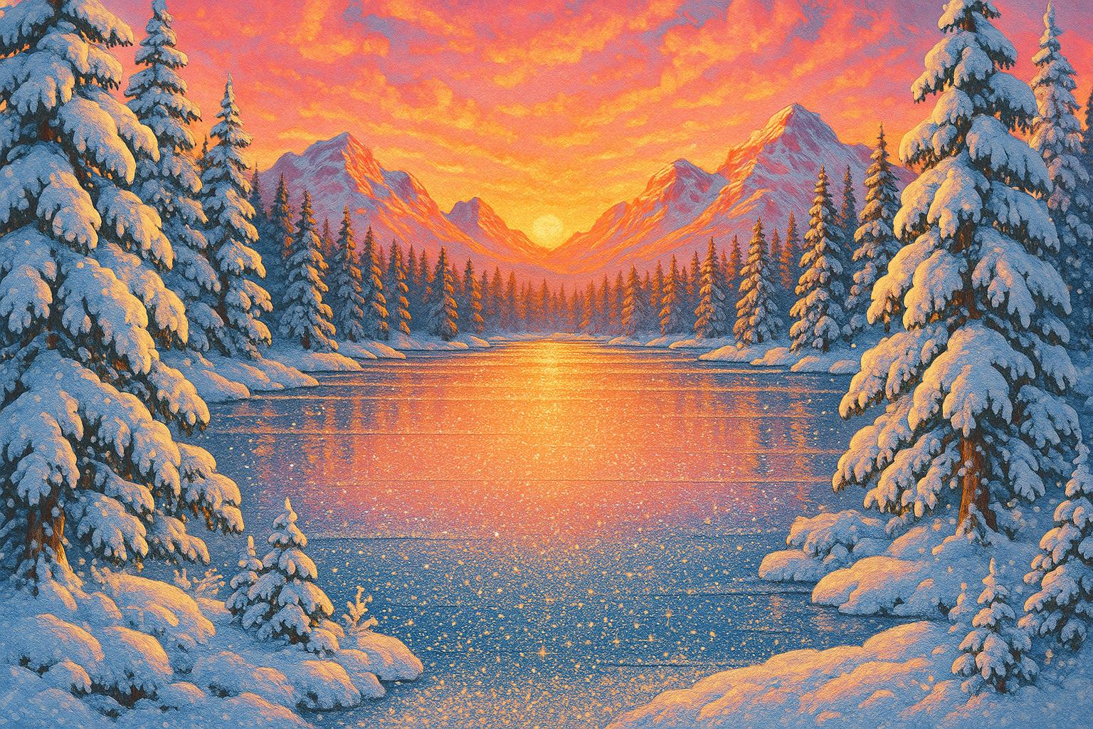 Frozen Lake Sunrise jigsaw puzzle preview