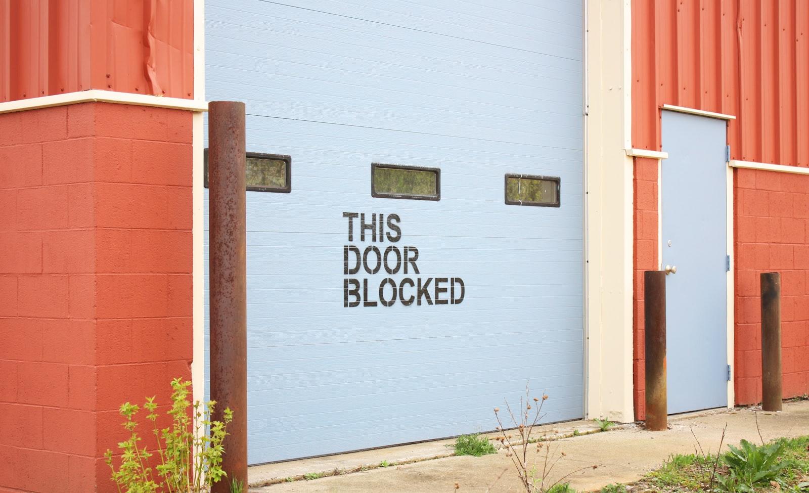 Garage Door Blocked, Red And Blue Shades jigsaw puzzle preview