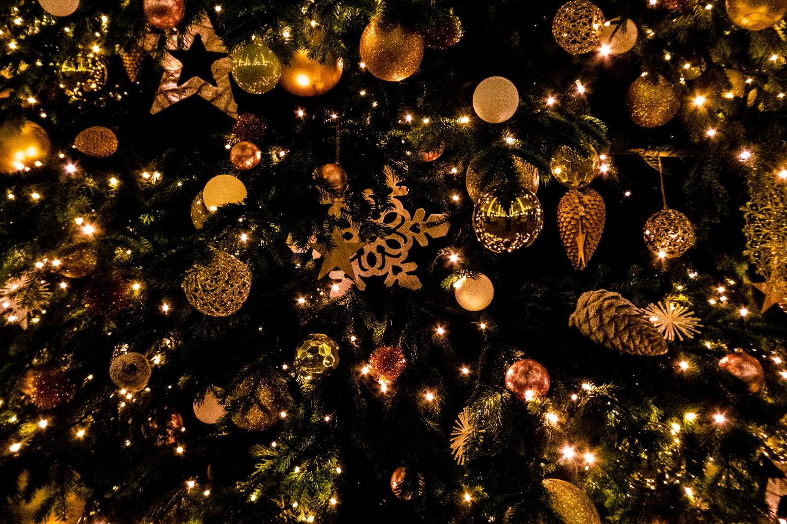 Golden Christmas Decorations And Twinkling Lights  jigsaw puzzle preview