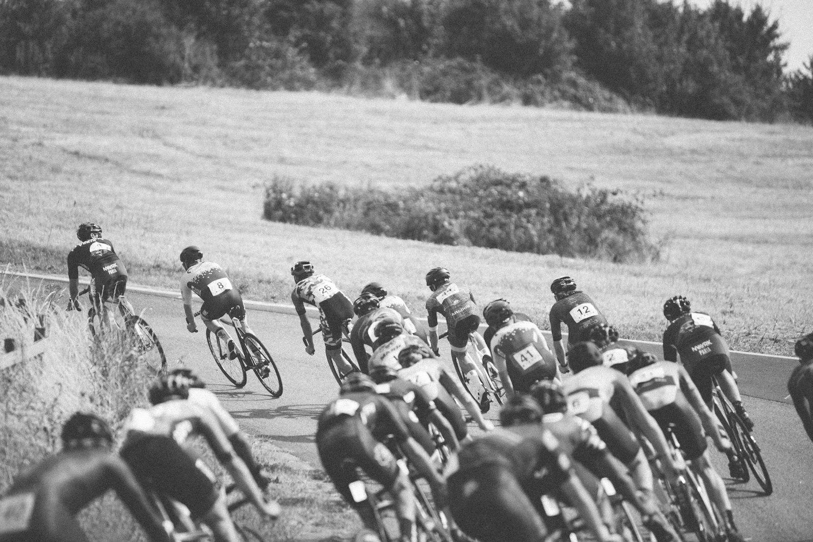 Grayscale Photo Of A Bicycle Race jigsaw puzzle preview