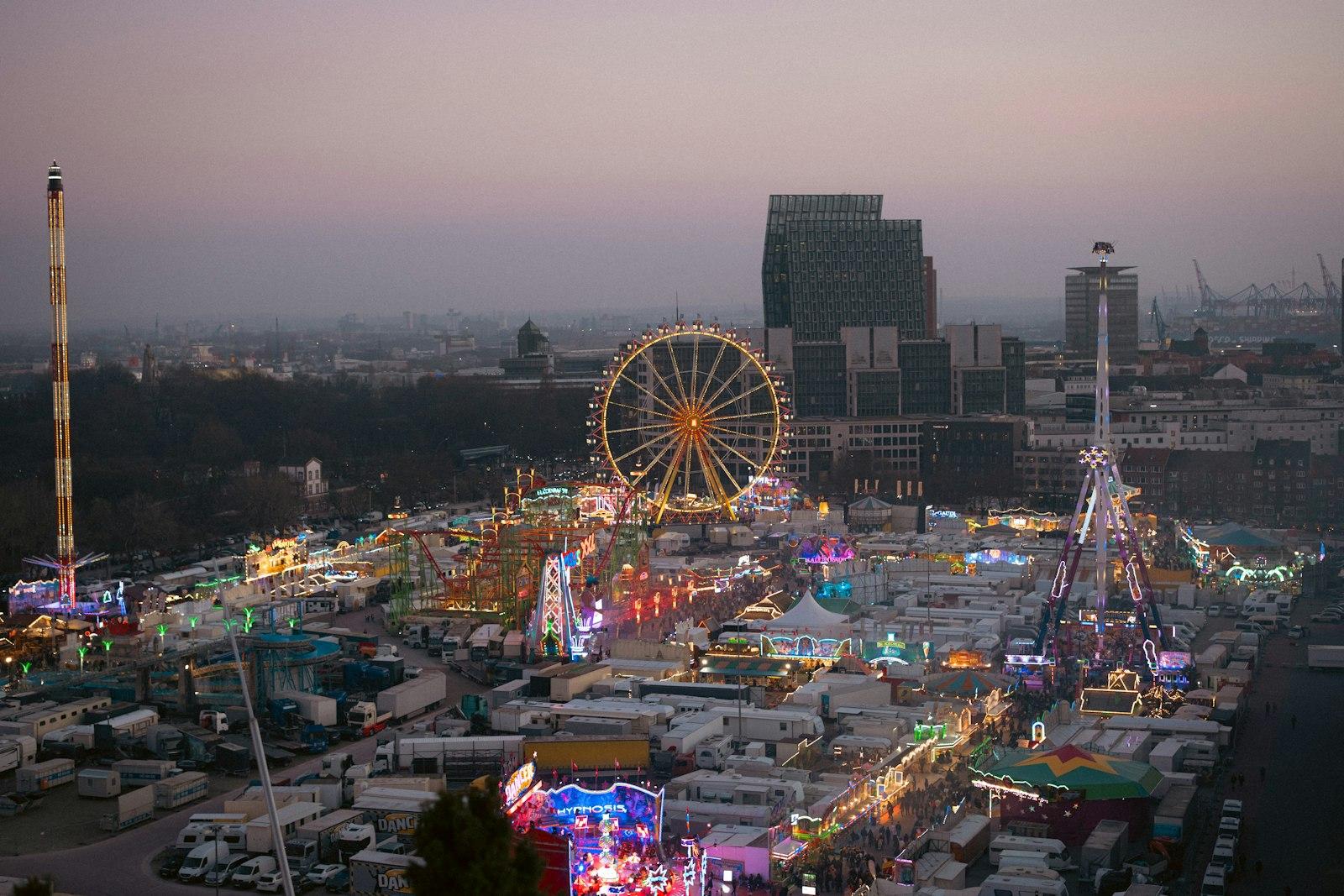 Hamburg Dom Carnival At Dusk: Aerial Spectacle An jigsaw puzzle preview