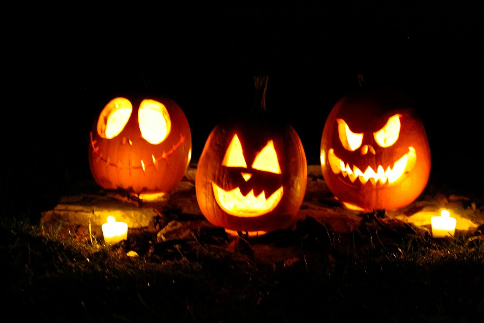 Jack O Lantern On Brown Dried Leaves jigsaw puzzle preview