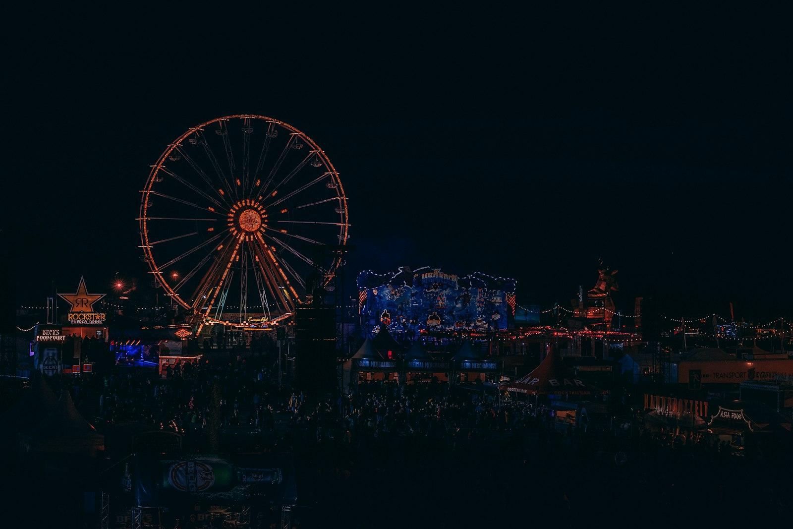 Lighted Ferris Wheel Beside Building jigsaw puzzle preview