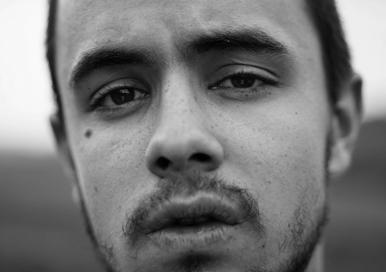 Mans Face In Grayscale Photography jigsaw puzzle preview