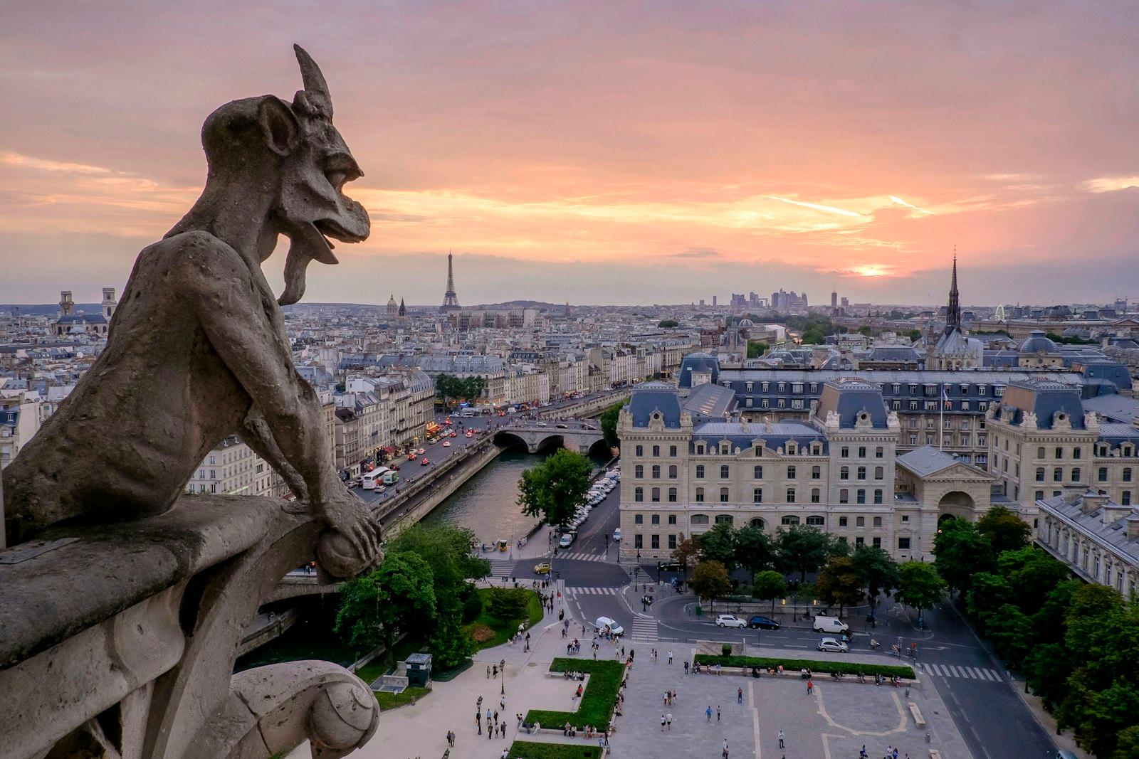 Notre Dame Gargoyle Sunrise jigsaw puzzle preview