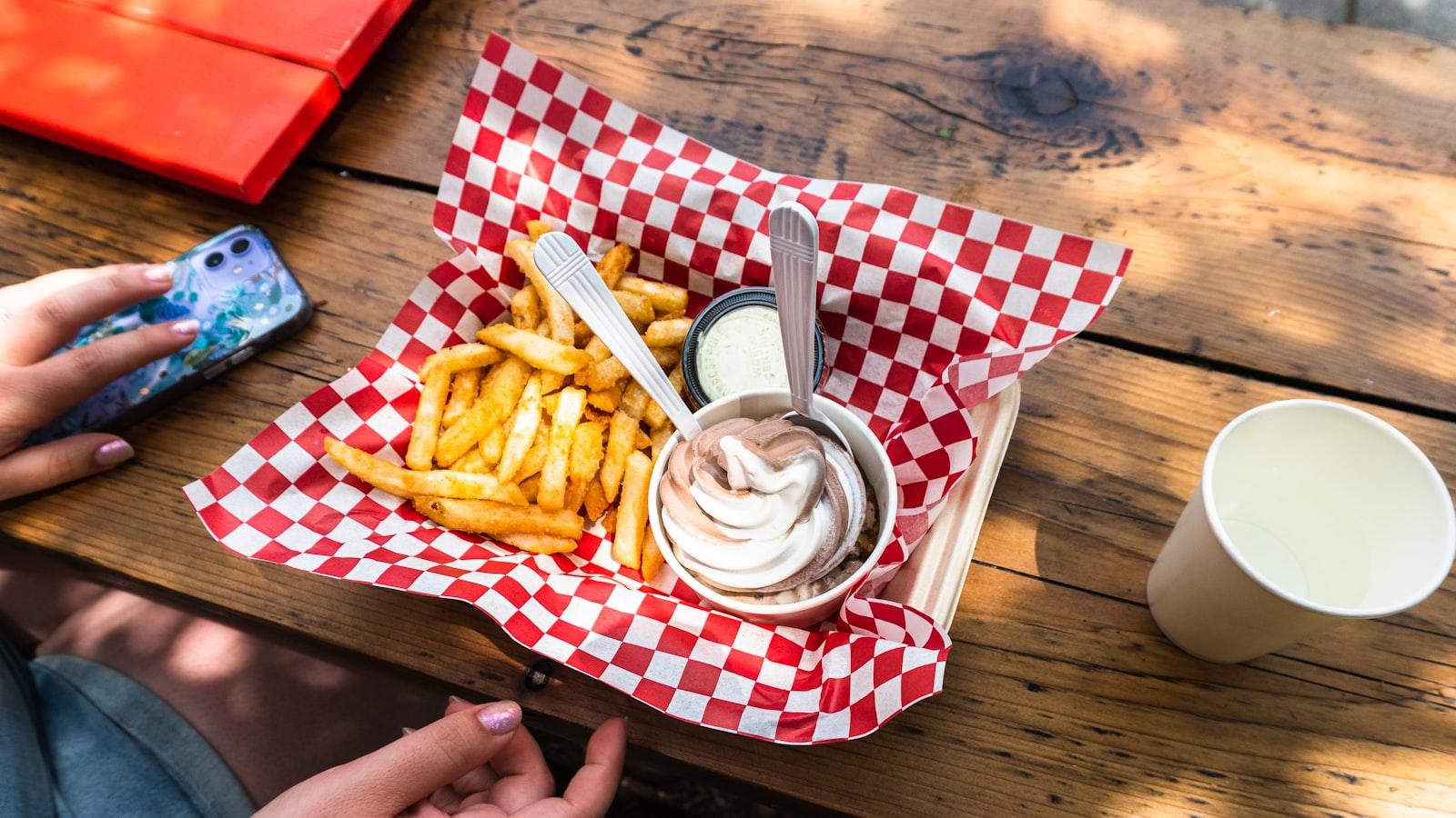 Overhead View Of Fries Served In A Paper-Lined Tra jigsaw puzzle preview