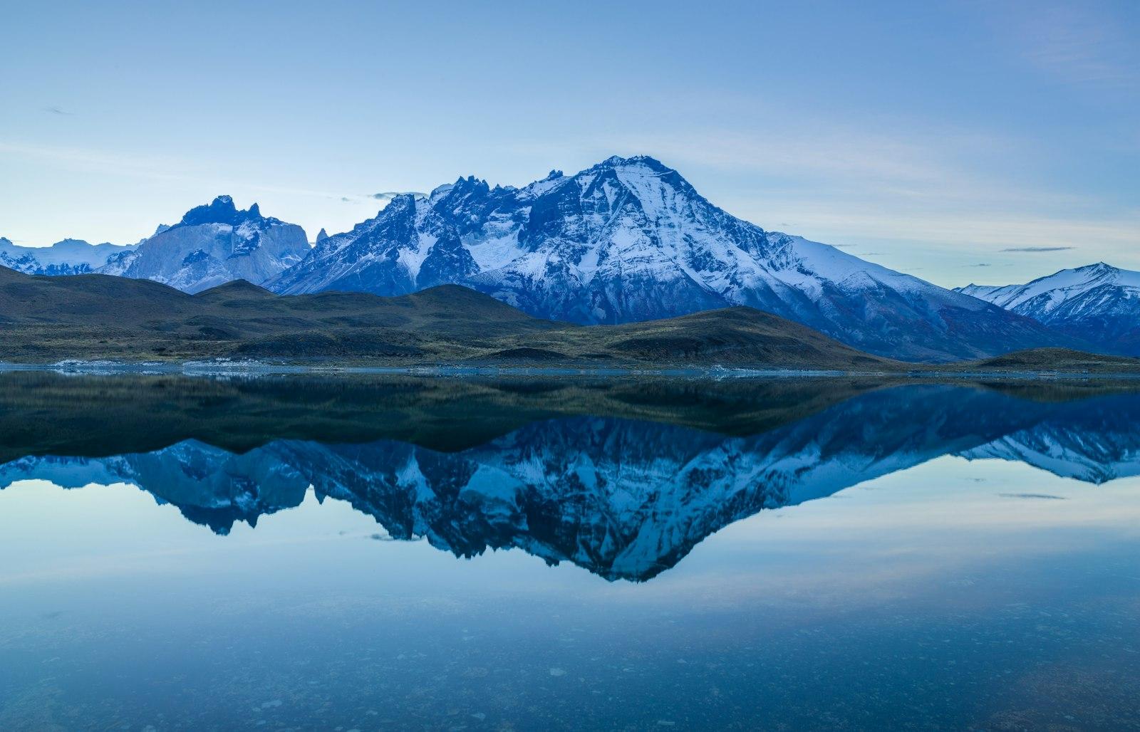 Paine Mountain Range Reflects In A Lake Before Sun jigsaw puzzle preview