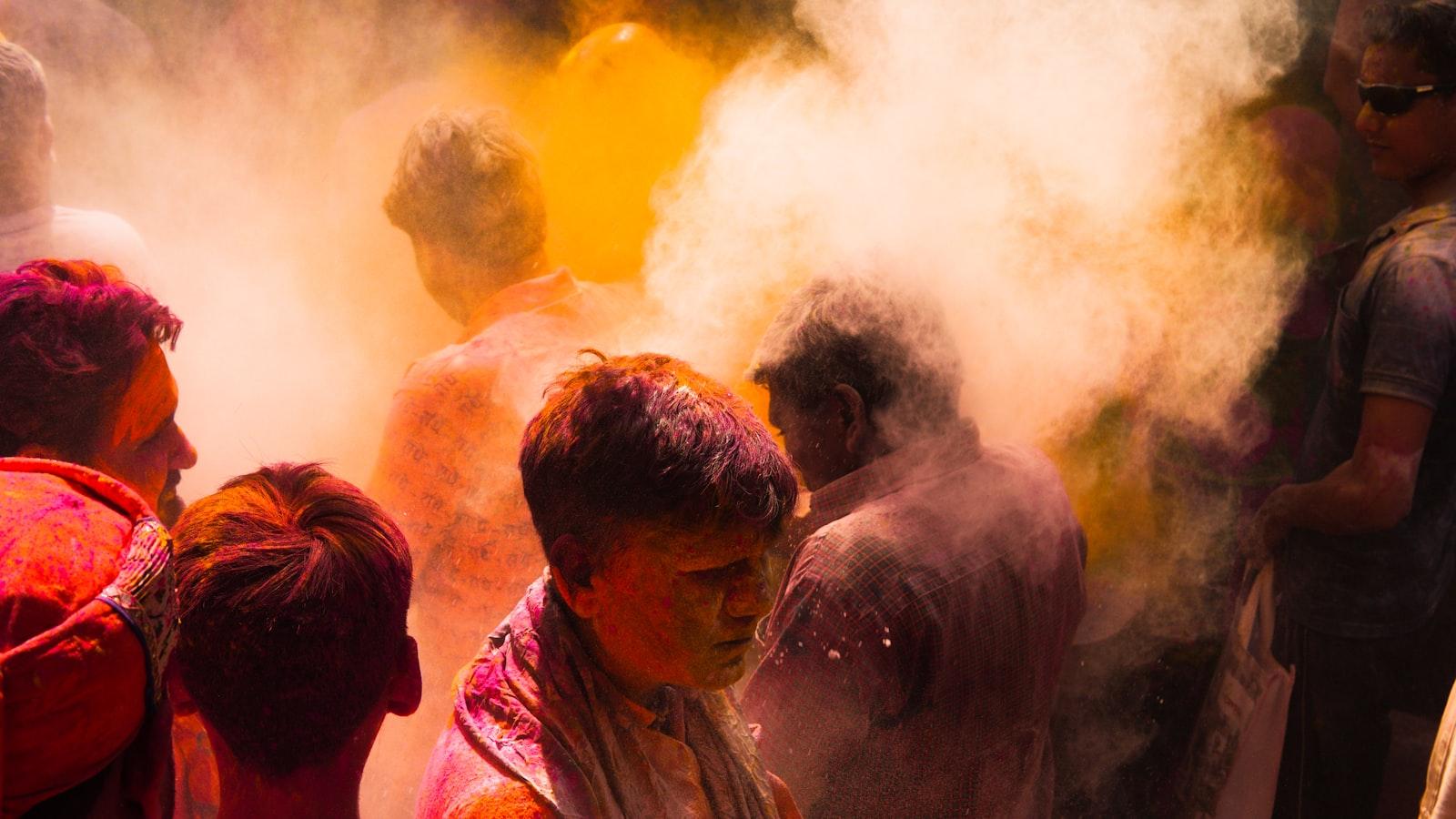 People Covered In Colored Powder Celebrating A Fes jigsaw puzzle preview