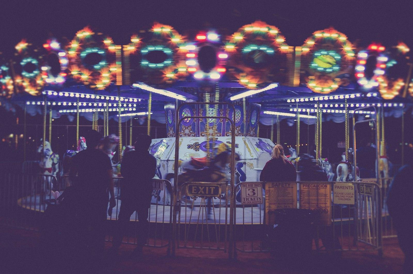 People Standing Besides Merry-Go-Round During Nigh jigsaw puzzle preview
