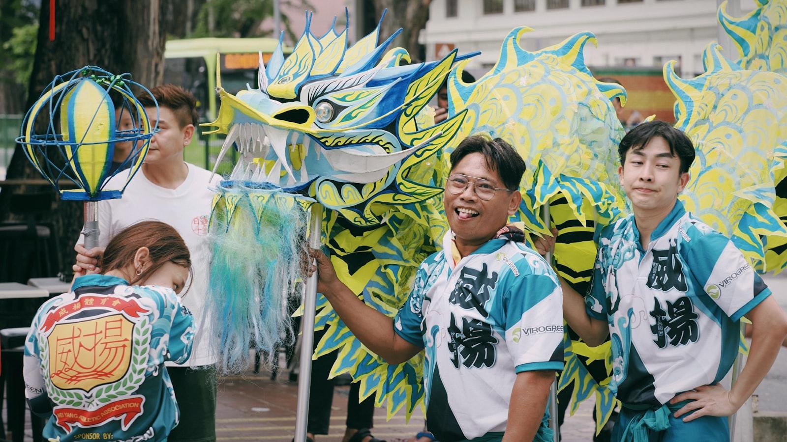 People With A Colorful Dragon Costume At A Festiva jigsaw puzzle preview