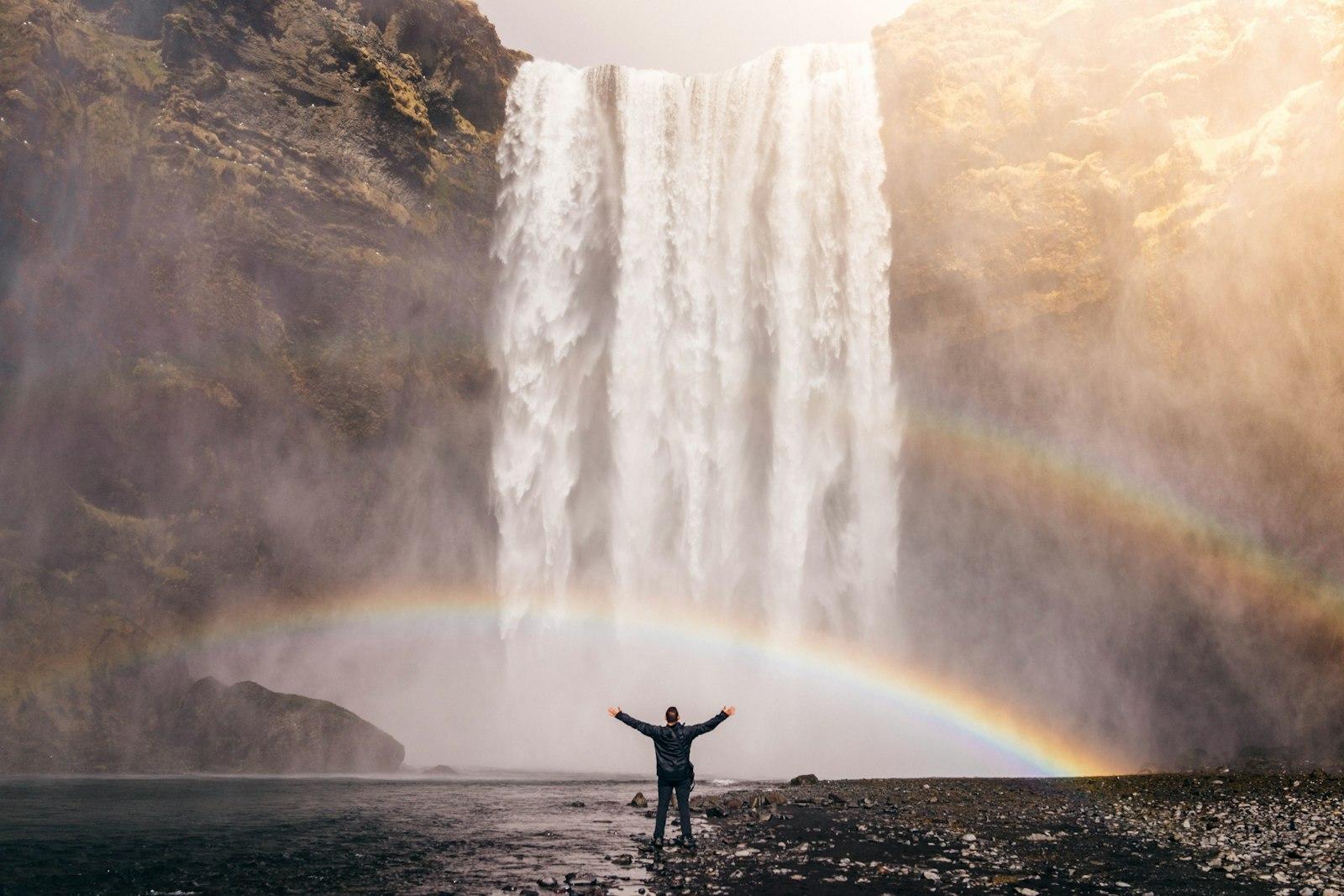 Person In Front Of Waterfalls With Double jigsaw puzzle preview