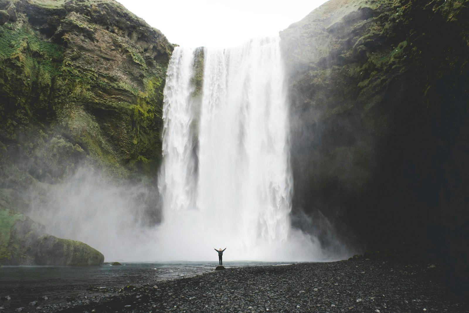 Person Under The Waterfalls jigsaw puzzle preview