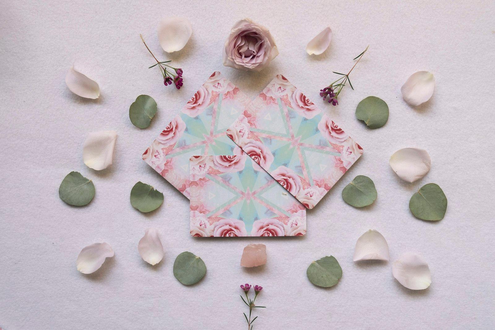Pink And White Floral Print Paper On White Surface jigsaw puzzle preview