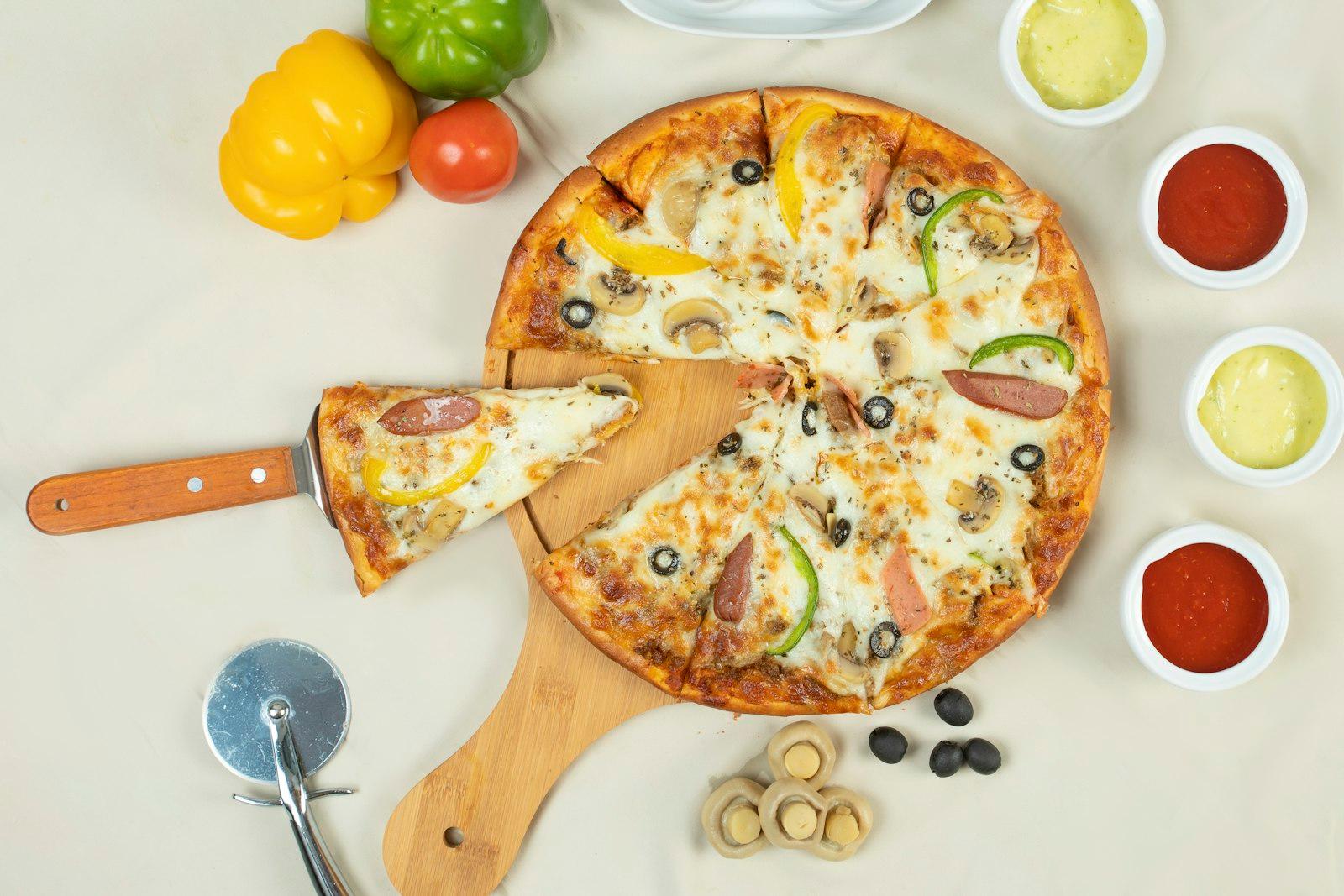 Pizza With Cheese And Green Bell Pepper On White C jigsaw puzzle preview