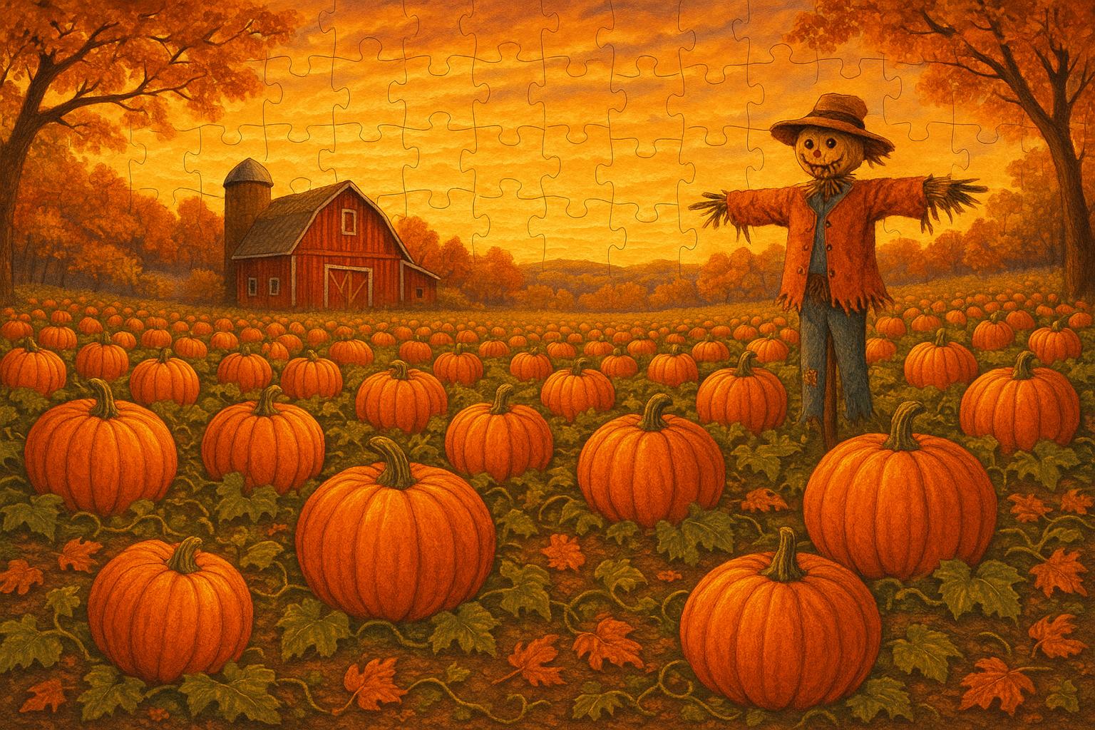 Pumpkin Patch at Dusk jigsaw puzzle preview