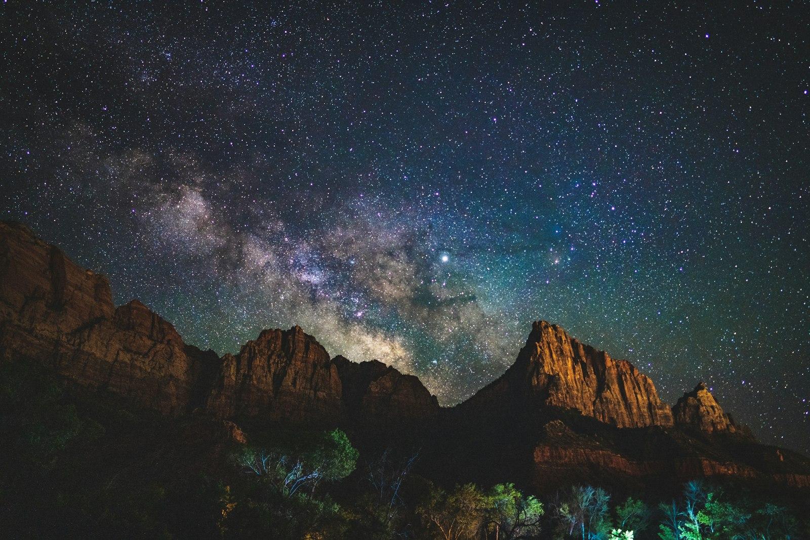 Rock Mountain Under Starry Night Sky jigsaw puzzle preview