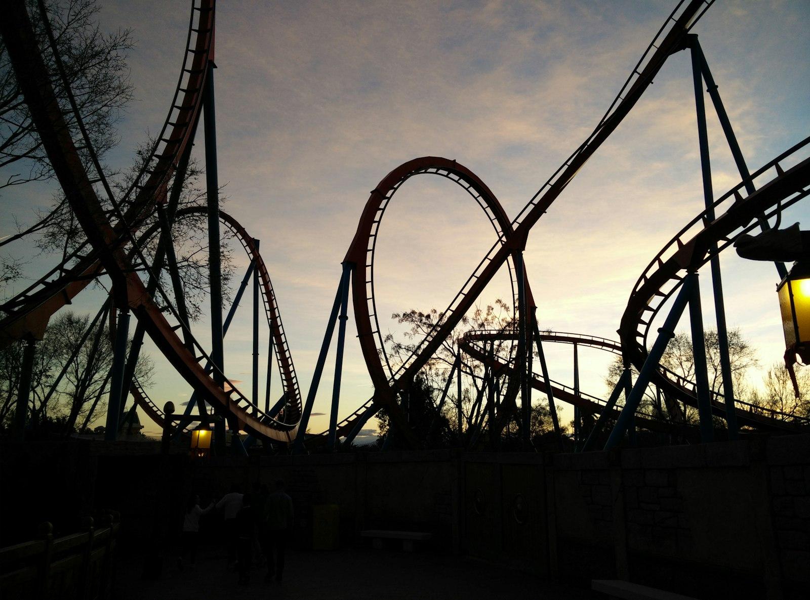 Roller Coaster Ride During Golden Hour jigsaw puzzle preview