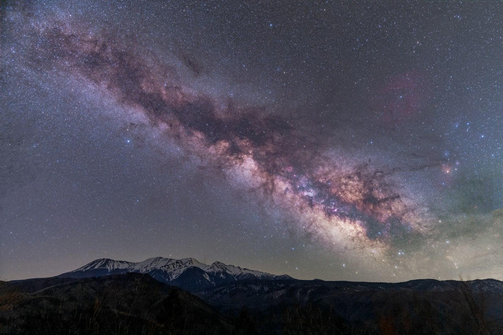 Silhouette Of Mountain Under Starry Night jigsaw puzzle preview