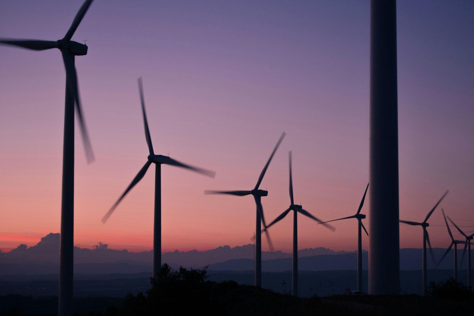Silhouette Of Wind Turbines During Sunset jigsaw puzzle preview