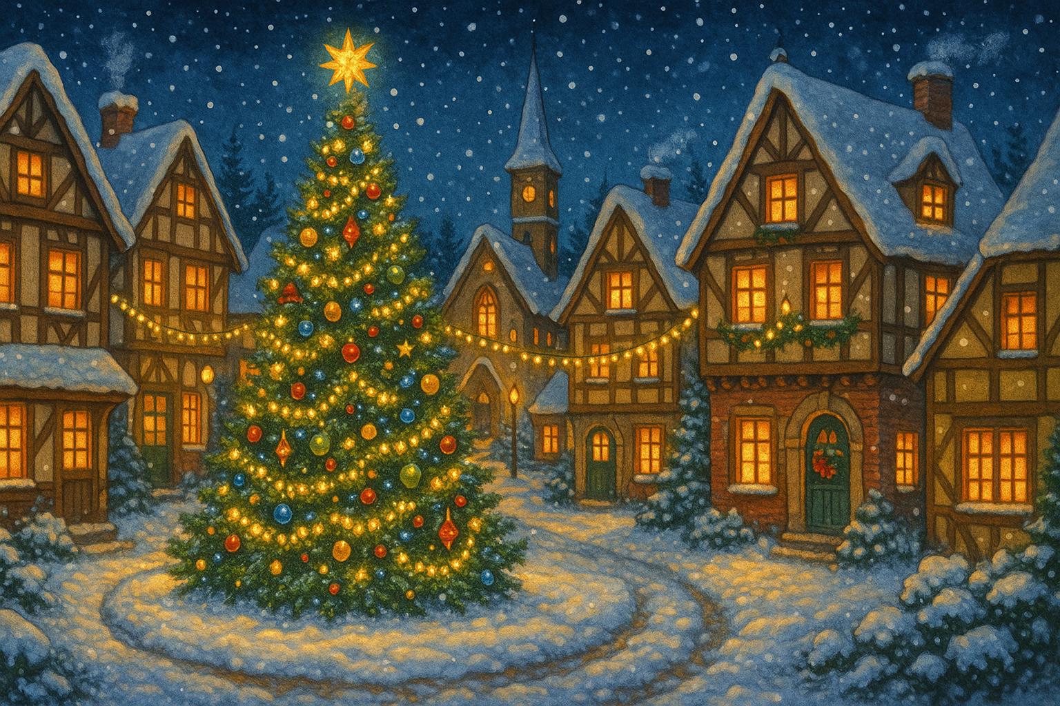 Snowy Christmas Village jigsaw puzzle preview