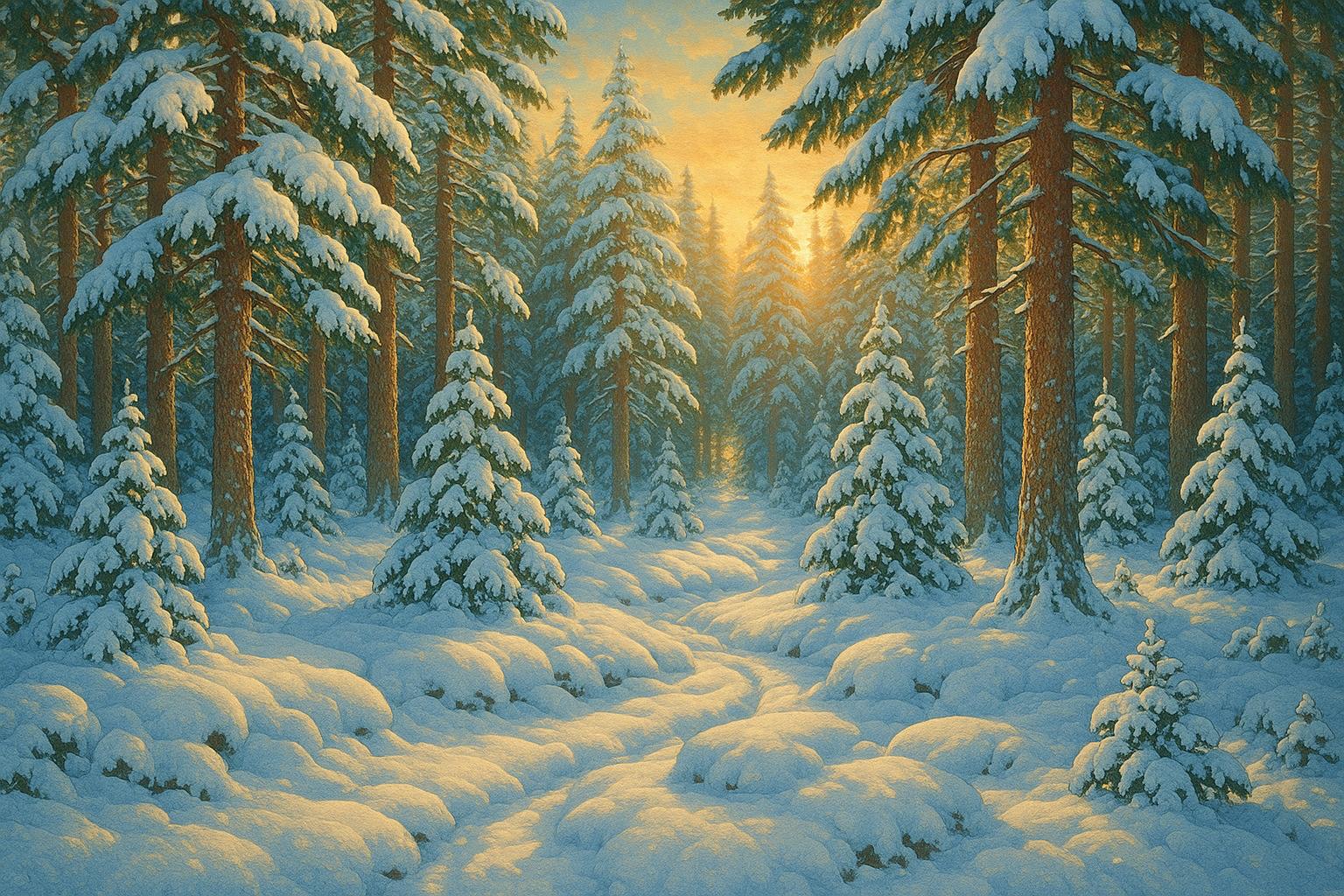 Snowy Pine Forest jigsaw puzzle preview