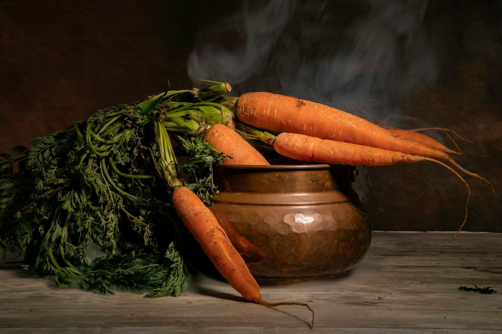 Some Carrots Are Sitting In A Pot On A Table jigsaw puzzle preview
