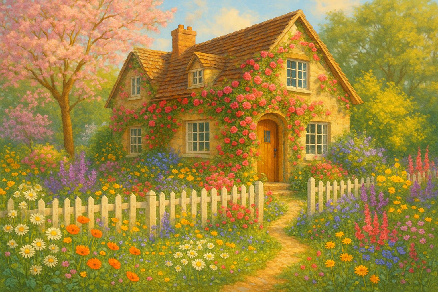 Spring Garden Cottage jigsaw puzzle preview