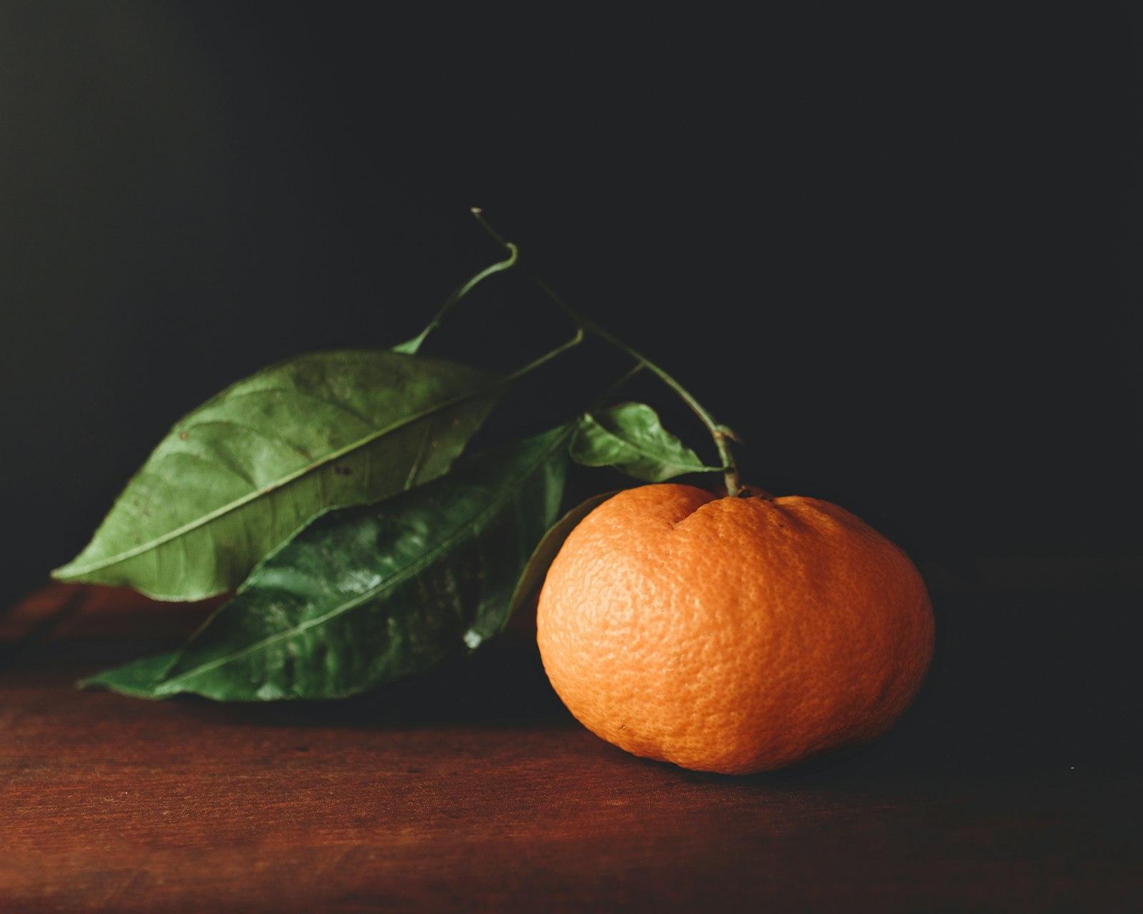 Still Life, Single Tangerine, Dark Background jigsaw puzzle preview