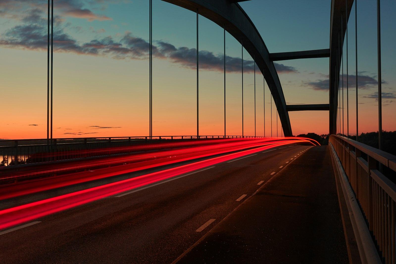 Sunrise Light Trail On A Bridge jigsaw puzzle preview