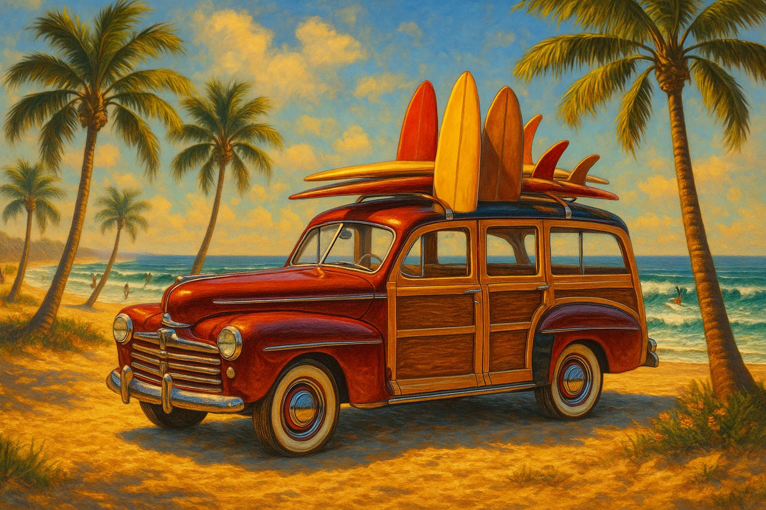 Surf Beach Woodie jigsaw puzzle preview