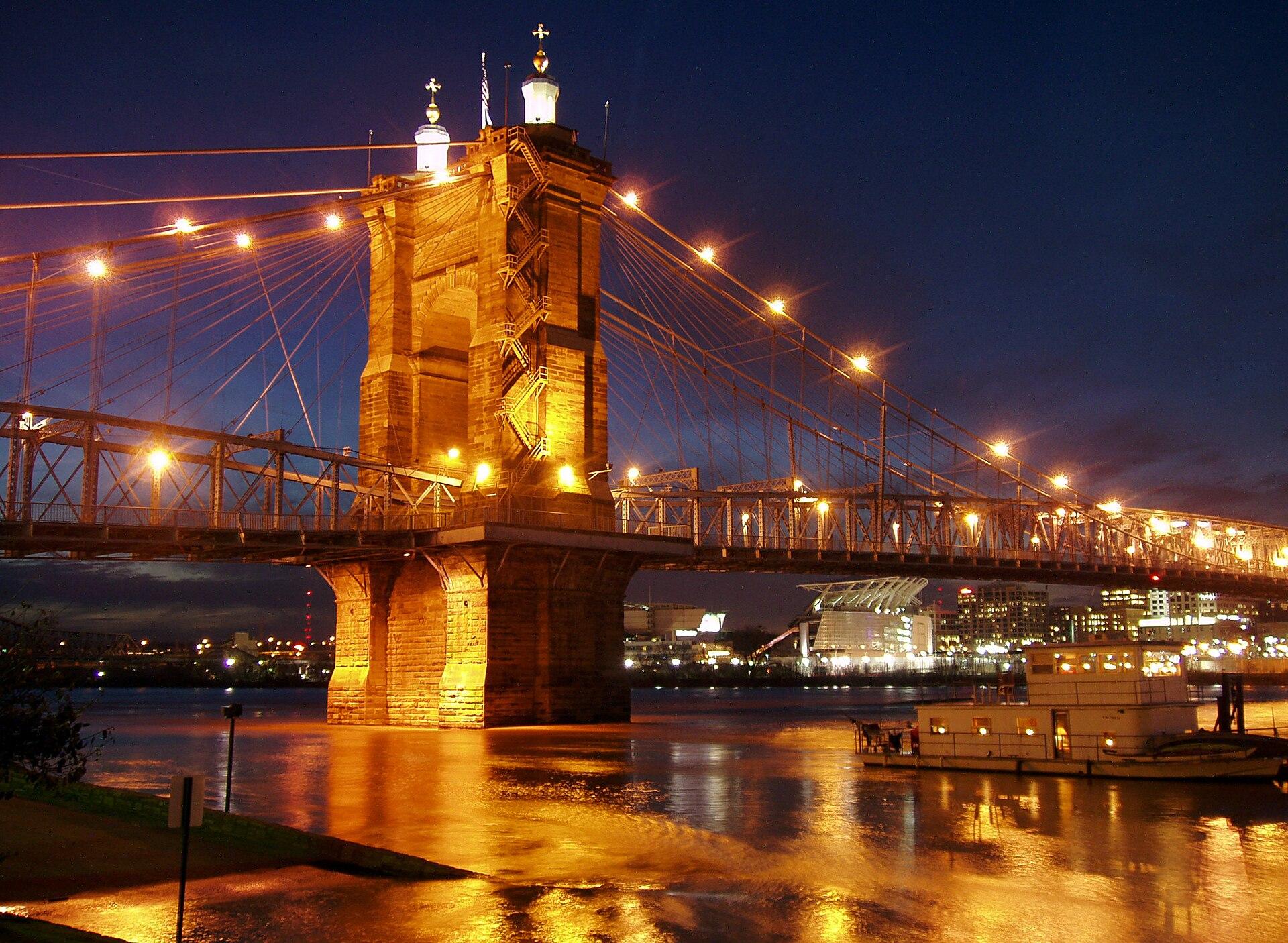 Suspension Bridge at Night jigsaw puzzle preview