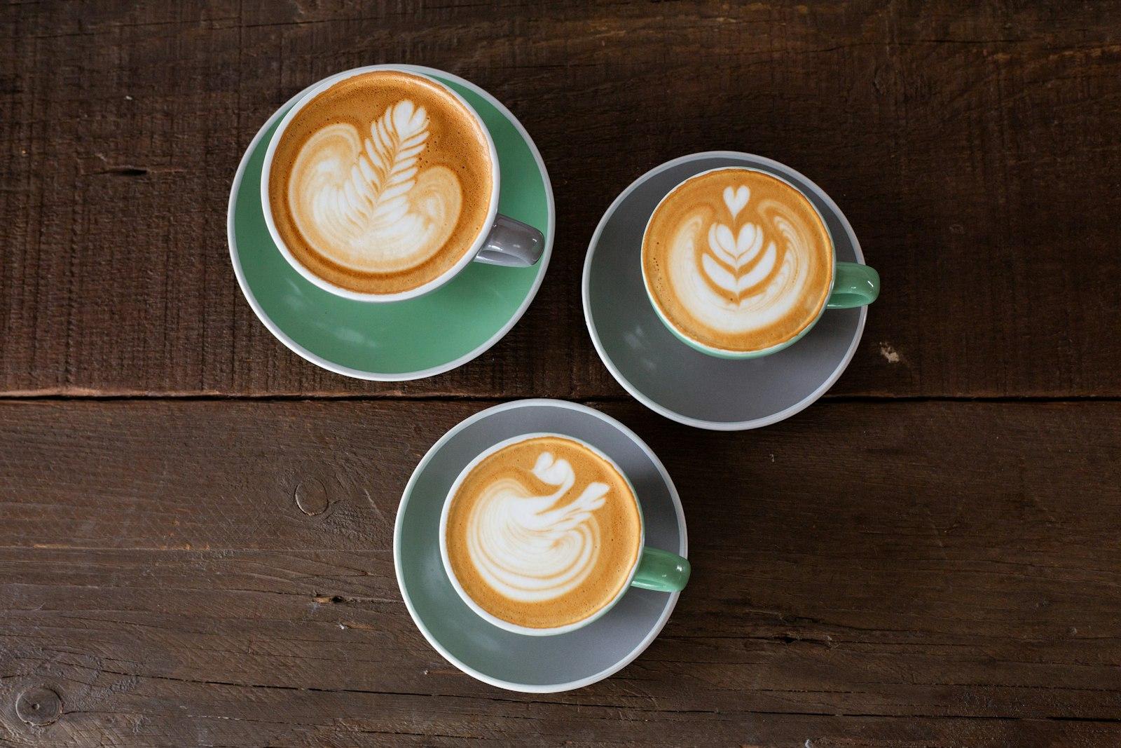 Three Ceramic Mugs With Latte jigsaw puzzle preview