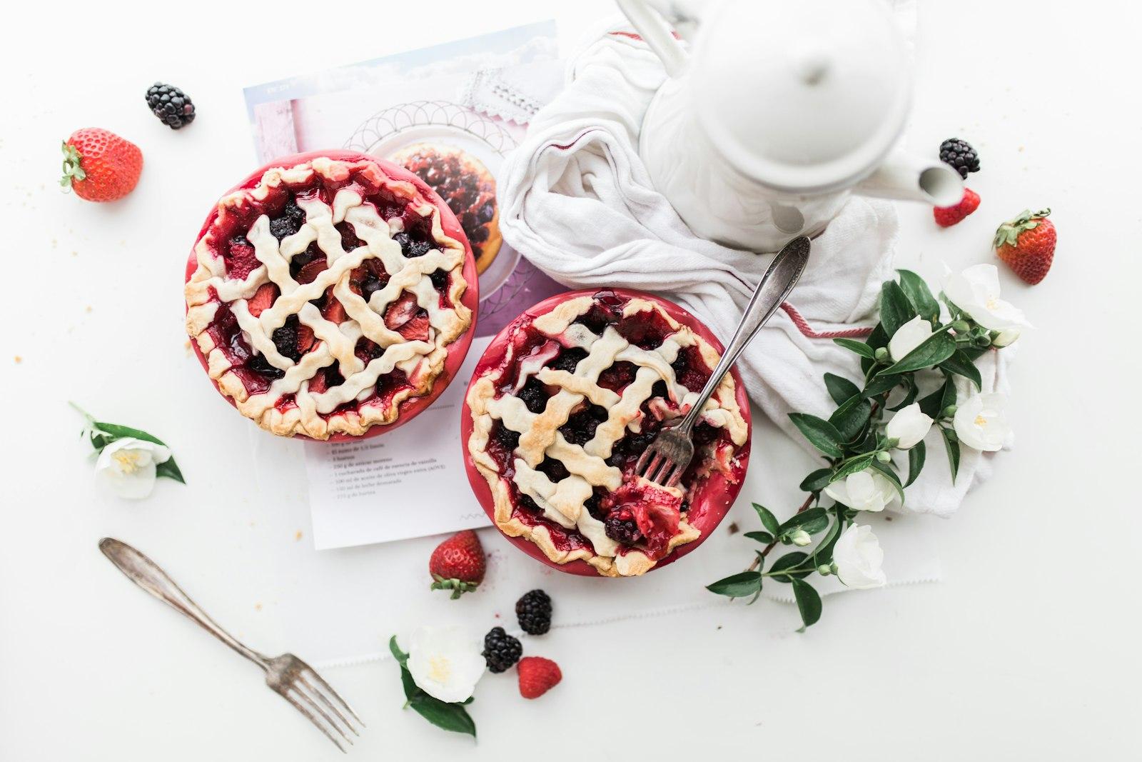 Top View Of Fruit Pies And A Coffee Pot jigsaw puzzle preview