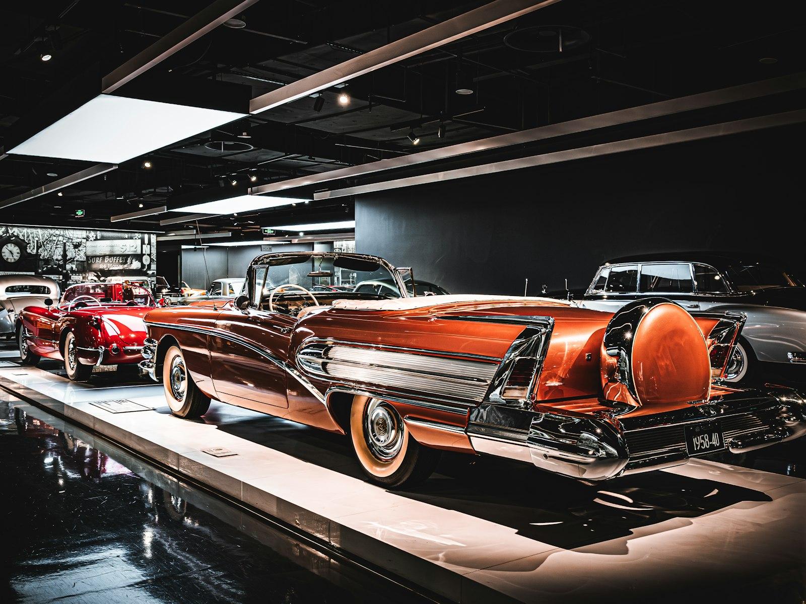Vintage Cars Displayed In A Museum Exhibit jigsaw puzzle preview